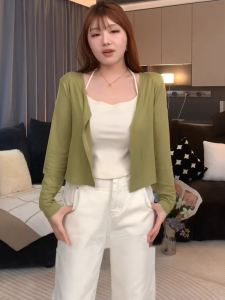 plus Size Womens Casual Two-Piece Set Pure Desire Style Summer Sun Protection Long Sleeve Loose Fit Vest And Top Ensemble