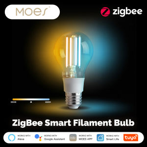 MOES ZigBee Tuya E27 7W Smart LED Filament Bulb 806Lm Adjustable White Dimmable Retro Vintage Design Works with Alexa Google App