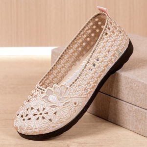 Beijing Ladies Cotton Shoes Breathable Cool Mesh Surface Soft Bottom for Middle-Aged And Elderly Comfortable Casual Footwear