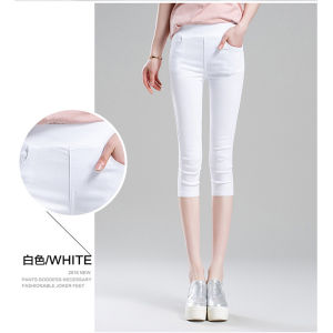 ฤดูใบไม้ผลิฤดูร้อนกางเกงขาสั้นยืดหยุ่นบางของผู้หญิงเอวสูงกางเกงสีดําแน่นสําหรับนักเรียนสบายๆสไตล์ชุดกีฬาผู้หญิง