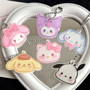 6Pcs Sparkling Sanrio Key Chain Acrylic Keychain Cute Cartoon Sweet Key Ring Bag Pendant Accessories Gift