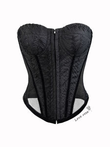 Original Designer สีดำ ไม่มีสาย ลูกไม้ ตาข่าย Wrap Chest Fishbone Pad Tube Top ผู้หญิง แฟชั่น ฤดูใบไม้ผลิ ฤดูร้อน โพลีเอสเตอร์ ชุดราตรี