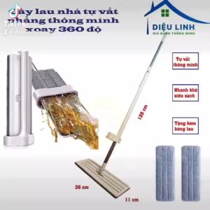 Cây Lau Nhà Thông Minh Tự Vắt Chổi Lau Sàn Đa Năng Xoay 360 Độ Nhẹ Nhàng Lau Sạch Bụi Bẩn [KÈM 1 BÔNG LAU] Tramanhshop