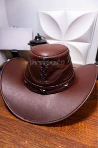 Topi Kulit Model Fedora/Laken Koboy/topi Berkuda