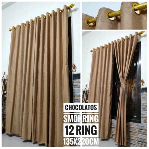 Gorden Pintu Embos Polos Smokering 12 Hordeng Embos Maroon Mocca Pink