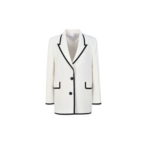 Original Stylish Black and White Contrast Shoulder-Padded Blazer