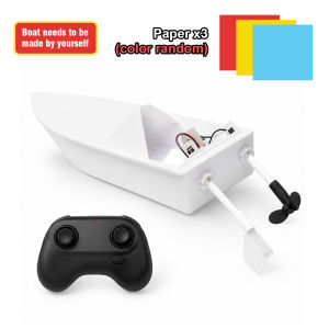 CONUSEA | 2.4G RC Paper Boat DIY Dual-Paddle Remote Control Boat Assembly Model Interactive Game Outdoor Water Play Educatioal Toy Gifts