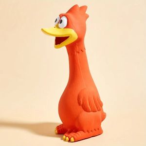 Durable Natural Rubber Latex Squeaking Chicken Duck Dog Chew Toy with Sound Device for Teeth Grinding Interactive Fun for Large