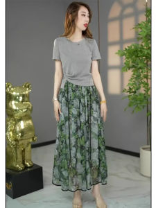 MAIMEI | Elegant Summer Dress Set For Women In Guangzhou Thirteen Rows Short Sleeve Round Neck Long Pants Polyester Fiber Mom Lady