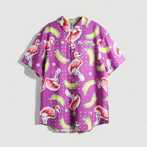 Summer Floral Print Shirt For Women Lapel Hawaii Short Sleeve Shirt Oversized Ladies Clothing Casual Blouse