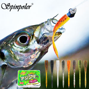 Spinpoler Micro Soft Worm Stick Fishing Bait 48mm TPR Floating Segmented Body Drop Shot Lure for Bass Trout Perch Ice Ocean Rock