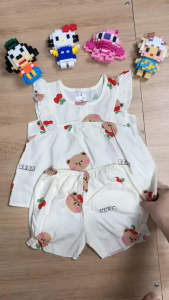 [BÉ 8-16KG] Quần Áo Bé Gái Đồ Tôn Bé Gái Đồ Bộ Bé Gái Vải Tôn (Vải Tole/Nanh) Mỏng Mát Mặc Nhà Cho Bé - Unibaby - BT156