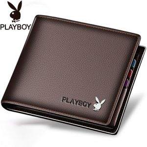 Playboy Wallet For Men Bifold Men Wallets Card Holder Short Wallet Folding Leather Purse Pu Leather Wallet Dompet Lelaki