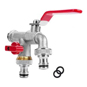 Faucet Brass 1/2 Threaded Connection Dual spout faucets multifunction durable high-temperature resistant outdoor faucet garden watering tool