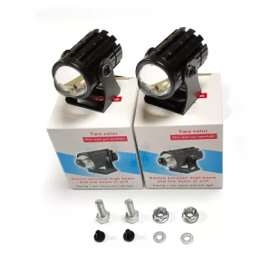 Dual Color Strobe Motorcycle Spotlight Hi/Lo Beam Driving Headlights White Yellow Flash Led Fog Lights Car Waterproof Auxiliar Led Working Light