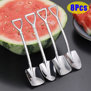 4 pcs Pieces Coffee Spoon Stainless Steel Stiring Teaspoons Ice Cream Cake Dessert Spoon Set Sliver Tableware Party Cutlery