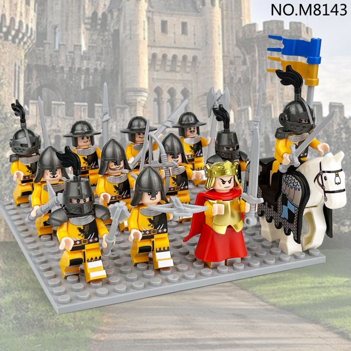 Middle Ages England Crusader Knight King Army MOC Building Blocks Model ...