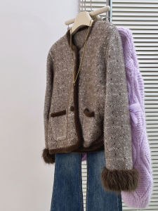 QINGNAER | Chic Retro Petit Style Lazy Camel Blend Sweater Coat
