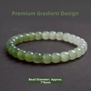 LINGFEI | Natural Hetian Jade Gradient Water Beads Bracelet
