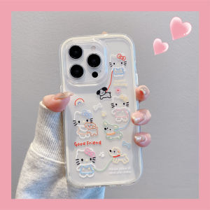 Transparent Silicone Hello Kitty Cartoon Phone Case for  15ProMax 14Pro Simple Cute Design Compatible with  16