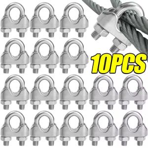 10Pcs U Type Steel Wire Rope Clamp Fixing Clips M3/5 Cable Sleeve Clip 304 Stainless Steel Hardware Sling Fastener Accessories