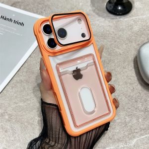 Ốp Điện Thoại Có Giá Đỡ Thẻ Acrylic Và Giá Đỡ Camera Cho iPhone Chống Sốc Mặt Lưng Trong Suốt Tương Thích Với Nhiều Mẫu Máy