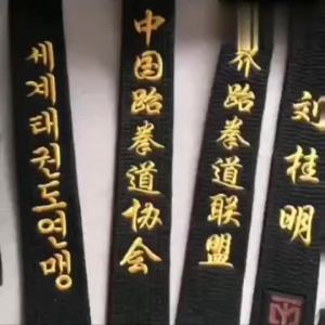 Hot Sale Customized Pure Cotton Taekwondo Black belt embroidery Width 5cm Customer require embroidery name karate Judo belt
