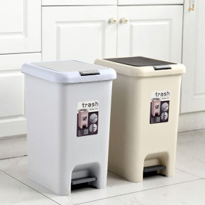 Large Capacity Pedal & Press Dustbin with Cover Pedal Trash Pressing Type Two Ways Opening Trash Can for Kitchen Bathroom