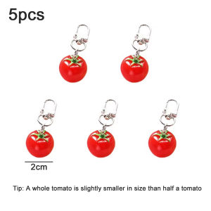 Cute 3D Simulation Tomato Keychain Mini Resin Fruit Pendant Realistic Half Cut Tomato Bag Charm Food Key Ring Gift for Women