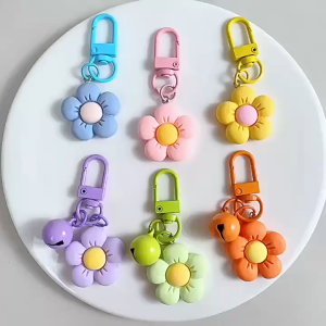 Keyring Backpack Accessories Decorations colorful Flower Keychain Split Rings