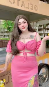 เซ็ทกระโปรงสองชิ้น 🌻Sugar 🐿 เซ็ท เสื้อผูกหน้า แต่งแขน กระโปรงเว้า