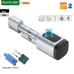 Khóa Xi Lanh Thông Minh RAYKUBE V1 Tuya BLE Mở Khóa Bằng Vân Tay Thẻ IC Mật Khẩu Kèm 3 Pin AAA Dễ Dàng Lắp Đặt Cho Cửa Thép/gỗ