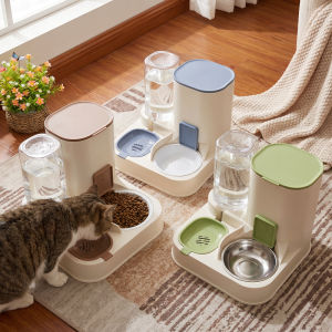 Teekland Ceramic Bowl 2 in 1 Automatic Feeder & Waterer Anti Black Chin Large Capacity Pet Feeder for Cats & Dogs