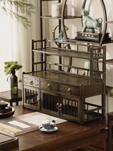 Kệ trà gỗ tre để trà cụ phong cách cổ điển Kệ trà đạo để bàn phòng khách Khay để ấm chén pha trà có ngăn kéo