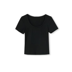 เสื้อยืดคอกลมแขนสั้นผ้าลูกไม้ขอบลูกไม้เอวสูงทรงสลิมฟิตพร้อมซิปด้านหน้าสำหรับผู้หญิงในฤดูใบไม้ร่วง