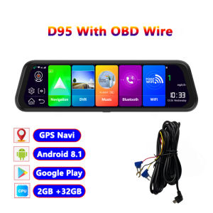 WheXune | 10" 4G Android 8.1 Dash Cam GPS Navigation ADAS Car Rearview Mirror Camera Full HD 1080P Auto Car Video Recorder DVR WiFi BT D95
