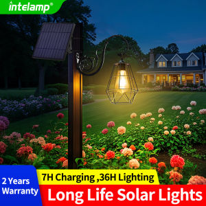 intelamp Solar Shed Light 4000mAh Solar Pendant Light Hanging Light With 16.4FT Cable For Garden Yard Gazebo Barn Chicken Coop