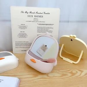 Gương nhỏ để bàn cute kính để bàn trang điểm xinh xắn có khay đựng đồ Vịt vàng - Alice Store