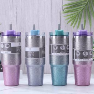 TYESO TUMBLER GLITTERY 4 COLORS  DESIGNS STAINLESS VACUUM  STEEL INSULATED DOUBLE WALL GIFT IDEAS 600ML / 890ML