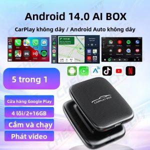 Hộp AI Kết Nối Không Dây 5 Trong 1 CarPlay Android Auto Với WiFi 2.4 Nâng Cấp FOTA Cho Google YouTube Netflix - Hộp AI Xe Hơi Android 14.0