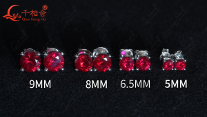 S925 Sterling Silver Earrings With 5-9mm Pigeon Blood Red Ruby Cornflower Blue Sapphire Round Shape Earrings for Men Woman Fashion Jewelry