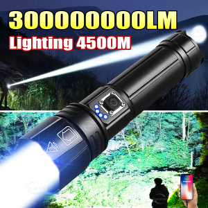 Most Powerful LED Flashlight Super Bright Rechargeable Torch Light Powerful Long Range 4500M Flash Light Camping Fishing Lantern