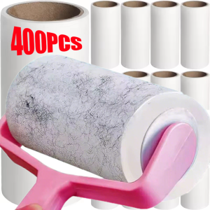 400 แผ่น ลูกกลิ้งกำจัดขนสัตว์เลี้ยงเหนียวพิเศษแบบใช้ซ้ำได้ / ลูกกลิ้งกำจัดขนสัตว์เลี้ยง / ลูกกลิ้งกำจัดขนสุนัขและแมว / ลูกกลิ้งกำจัดขนเหนียวสำหรับทำความสะอาดโซฟาในบ้าน / อุปกรณ์ทำความสะอาดบ้าน