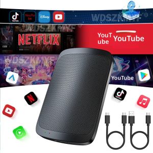 กล่องแอนดรอยด์ 14 CarPlay AI ปี 2025 ความจุ 2G+32GB แบบมีสายและไร้สาย ดองเกิลอัจฉริยะ 5in1 เสียบแล้วใช้งานได้ทันที สำหรับ Youtube Nexflit Wifi Mini Box