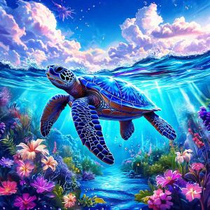 Huacan 5D Diamond Painting Underwater Blue Turtle Diamond Embroidery Animal Landscape New Collection 2026 Home Decor Gift