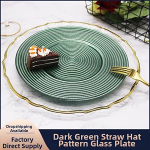 Jade Green Sombrero Patterned Glass Plate