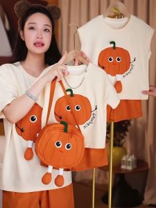 Summer Family Matching Clothes Short Sleeve Set for Three Generations Six One Activity Korean Style Cotton Childrens Clothing