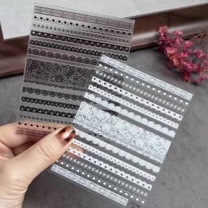 1/2Pcs 5D Black White Lace Nail Stickers French Laces Mandala Flower Self-Adhesive Nails Decals Women Wedding Manicure Sliders