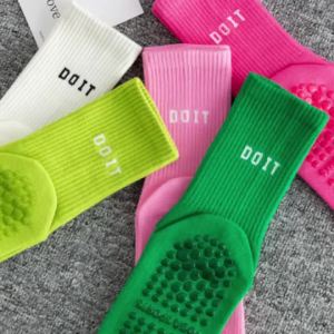 Cotton Breathable Mid-calf Yoga Socks Solid Color Striped Anti-slip Sports Socks Pilates Socks Dance Fitness Training Socks