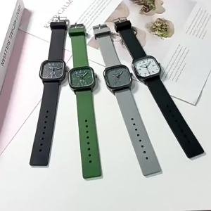 SEA JJT Stylish Square Quartz Watch with Silicone Strap for Men and Women